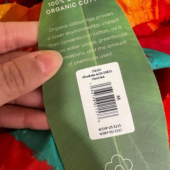 NWT FARM RIO Ipanema Ruffled Tropical Printed Midi Red Dress Sz M - Picture 6 of 6